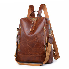 リュックサックレディース2024クロスボーダー新作ファッションレトロPUレザーリュックサック大容量レジャー旅行通勤カバン