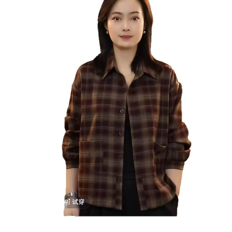 一件代发爆款格子衬衫外套2025秋季新款时尚休闲宽松百搭显瘦上衣|undefined