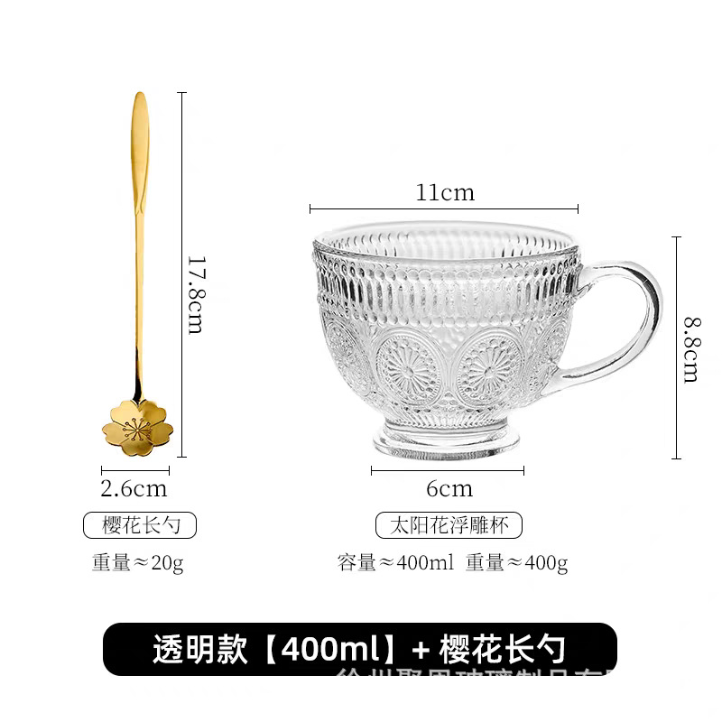 Taza de desayuno ligera y lujosa de alto valor con cuchara para mujer, taza de avena con leche de vidrio de gran capacidad para el hogar, especial para Dendrobium