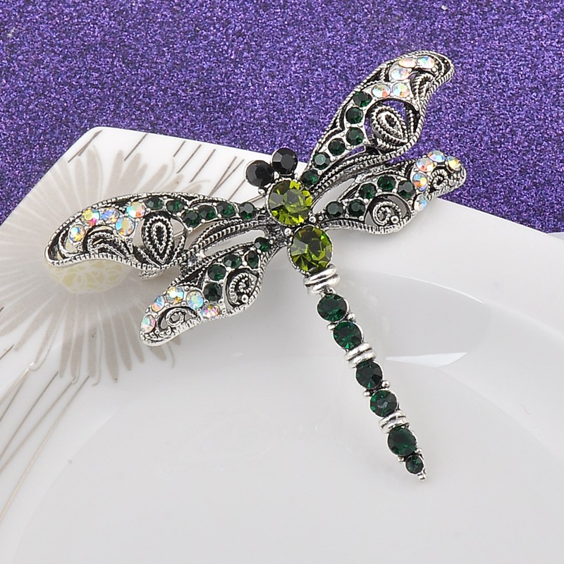 Retro Dragonfly Alloy Inlay Rhinestones Women's Brooches display picture 4