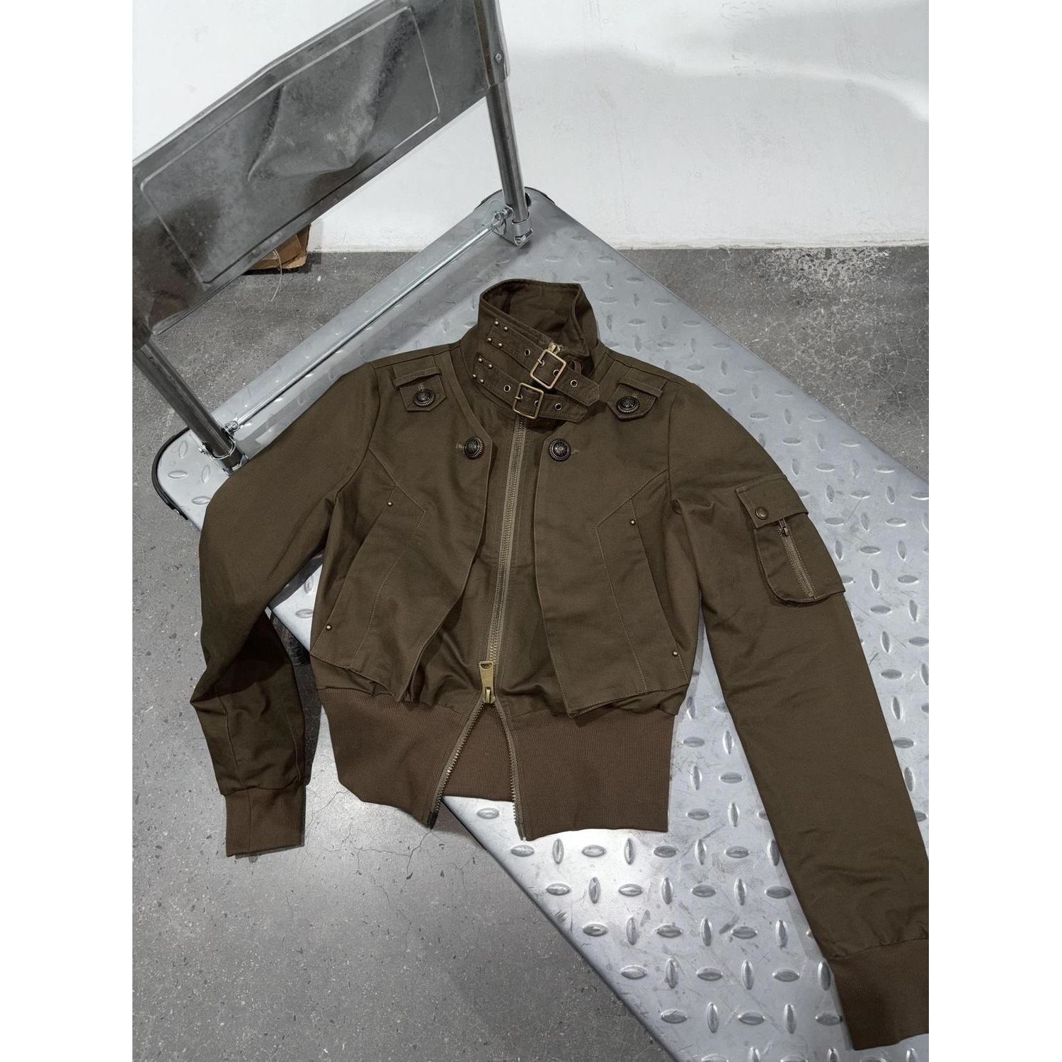 2025 Autumn New Solid Color Versatile Workwear Jacket Top Korean Style Versatile Stand Collar Patchwork Design Women's Coat