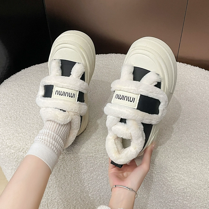 Winter shoes platform with velcro, keep warm sneakers
