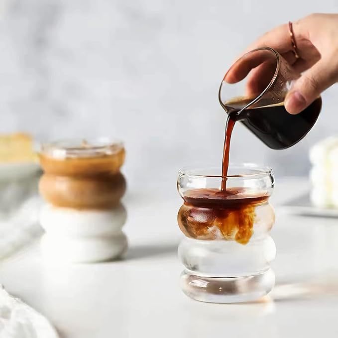 Caterpillar straw taza de café de vidrio, taza de agua doméstica resistente a altas temperaturas, taza de jugo de leche, burbuja de aire