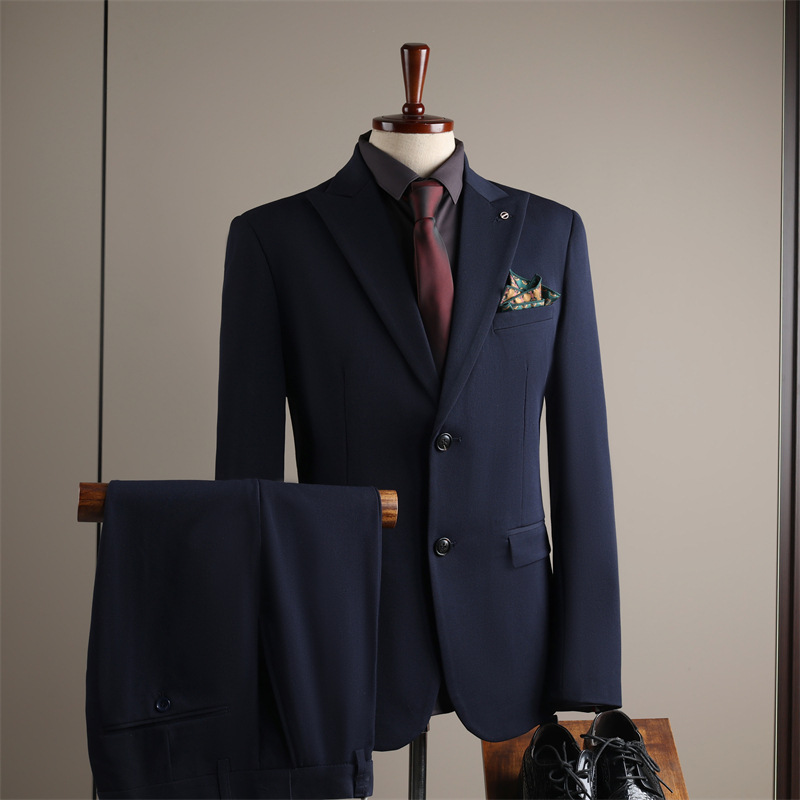 Men's British Style Three Piece Suit Solid Color Business Formal High Quality Two Button Skinny Board Grooms Wear_voghion.com