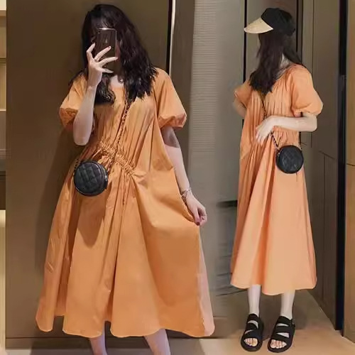 Pregnant Women's Cotton and Hemp Skirt South Korea Fairy Skirt Pregnant Women's Summer 2023 New dress Spring and Autumn Loose Fashion