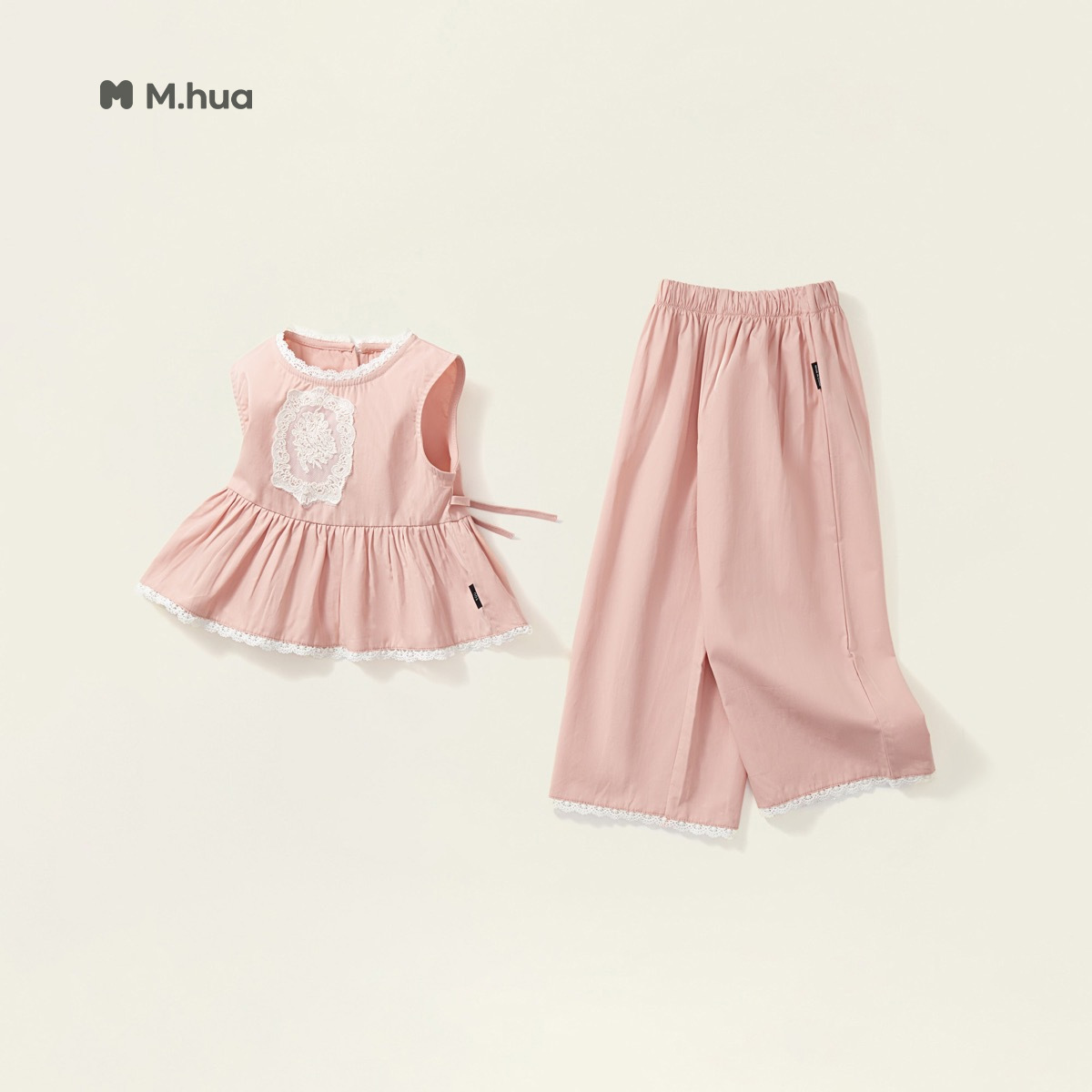 summer cute fuchsia children's lace set sleevless