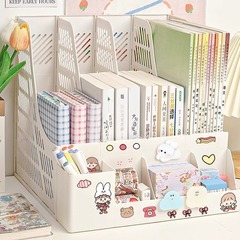 File rack desktop storage box vertical plastic file box combination file column four-link bookend office supplies wholesale