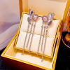 Long retro earrings with tassels, fashionable silver needle from pearl, silver 925 sample, internet celebrity, wholesale