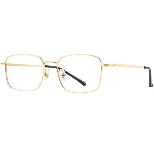 Gold Thread Eyeglass Frame, Ruggedly Stylish and Scholarly Square Metal Myopia Glasses for Women, Blue Light Blocking Flat-Sided Glasses for Men