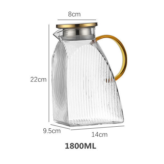 vidrio de alta borosilicona resistente a altas temperaturas jugo doméstico ondulado hervidor refrigerador hervidor de agua fría gran capacidad vidrio de lujo ligero