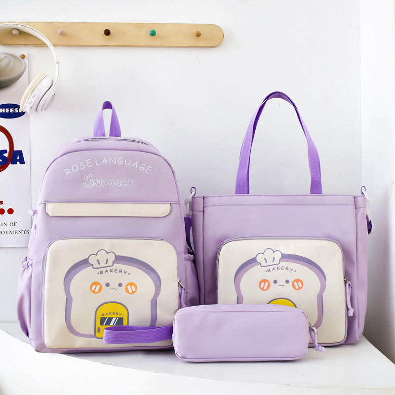 Nuevo bolso de color de colisión, bolso de matrícula, señoras, sentido avanzado, escuela primaria de gran capacidad, bolso lindo de dibujos animados, bolso de hombro