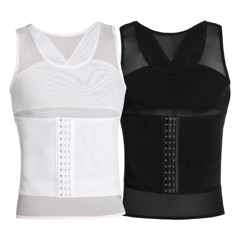 Chaleco de contracción del vientre de los hombres transfronterizos más el tamaño de tres pechos que adelgaza el cuerpo que forma la cintura superior corsé cinturón de contracción del vientre transpirable apretado