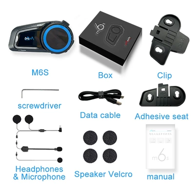 Maxto Motorcycle Helmet Bluetooth Headset M6S Motorcycle Bluetooth Intercom for 8 People to Communicate Simultaneously, Waterproof and Dustproof (Motorcycle Helmet Headset) - maxto-m6s-english-version