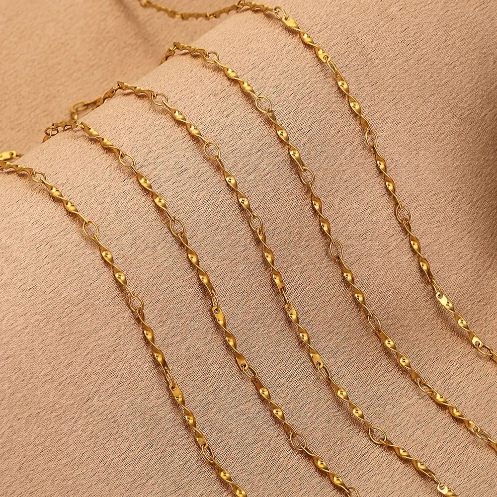 Acero inoxidable 18K chapado en oro de la torcedura Cubana de cadena torcida anillo de la banda DIY collar de la pulsera de la joyería accesorios de fabricación