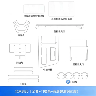 Car interior film – modification accessories - 26-27-model-beijing-bj30-full-set-door-sill-strips-dual-screen-ultra-clear-tempered-film-comes-with-door-bowl-film
