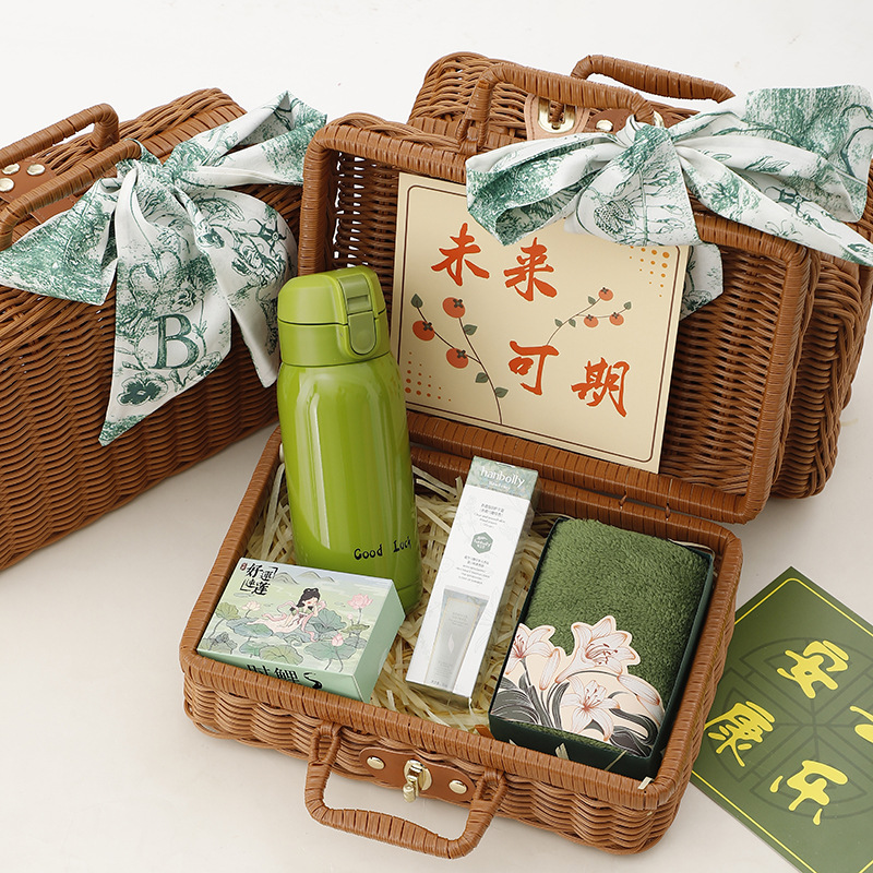 Festival de la diosa Sanba regalo práctico de gama alta cesta de ratán creativa caja de regalo empresa apertura tienda celebración actividad Group Building regalo