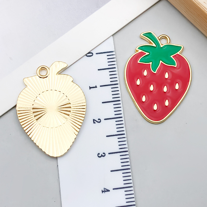 DIY 合金ジュエリーアクセサリー KC ゴールドドリップオイル合金イチゴフルーツペンダントキーホルダーイヤリングネックレスペンダント|undefined