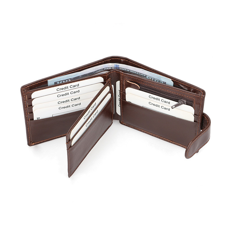 Cross-Border Russian New Model Men's Wallet Made of Top-Layer Cowhide, Anti-Theft, Vintage Genuine Leather, Short Style with Clasp and Zipper