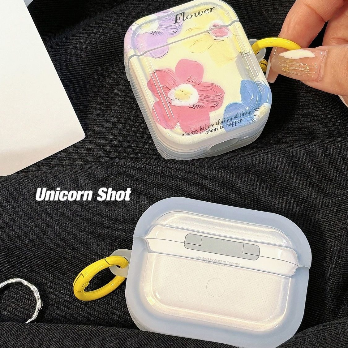 Flores de pintura al óleo de color para Apple Bluetooth auriculares AirPods4 auriculares pro3 estuche de protección contra caídas estuche suave