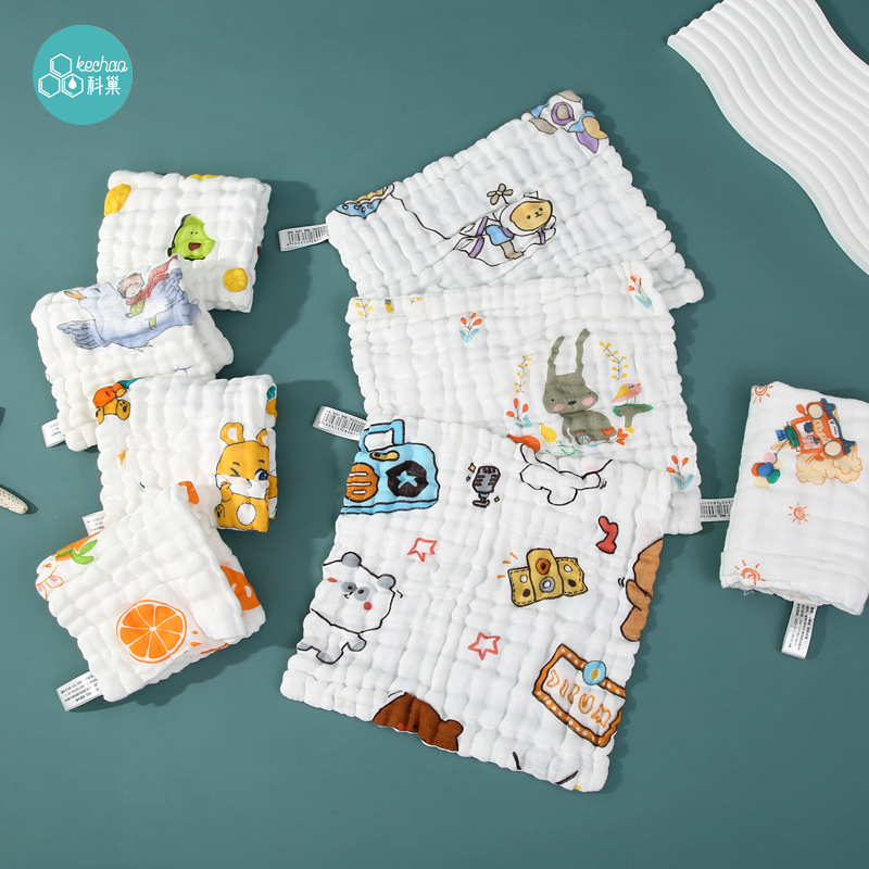 Cotton Square Towel 6-layer High Density Baby Children's Slipper Towel Gauze Wipe Hand Towel Cotton Small Towel Folded Handkerchief