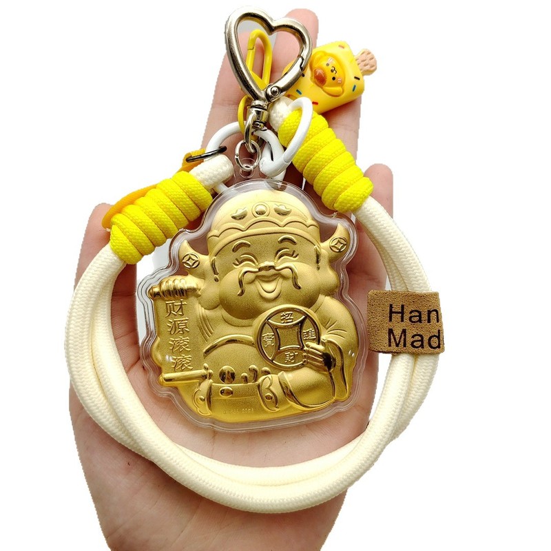 卡通足金中式财神爷手机钥匙扣财源滚滚黄金包包挂件送朋友送亲戚|undefined