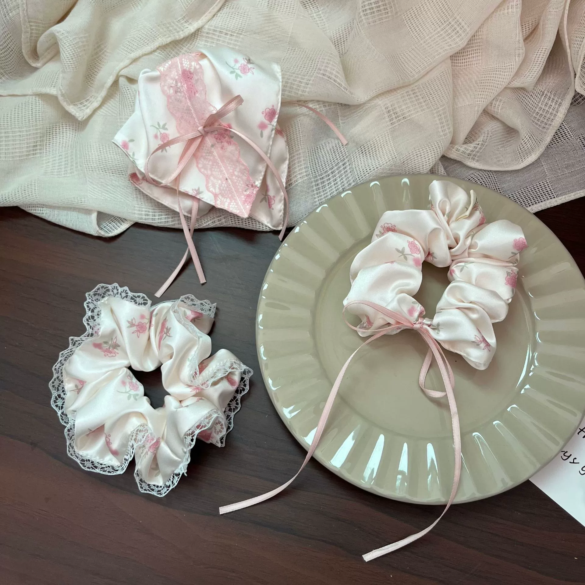 Подлинный шелковый фуксийный аксессуар для волос, DIY, флоральный принт, 2024 год