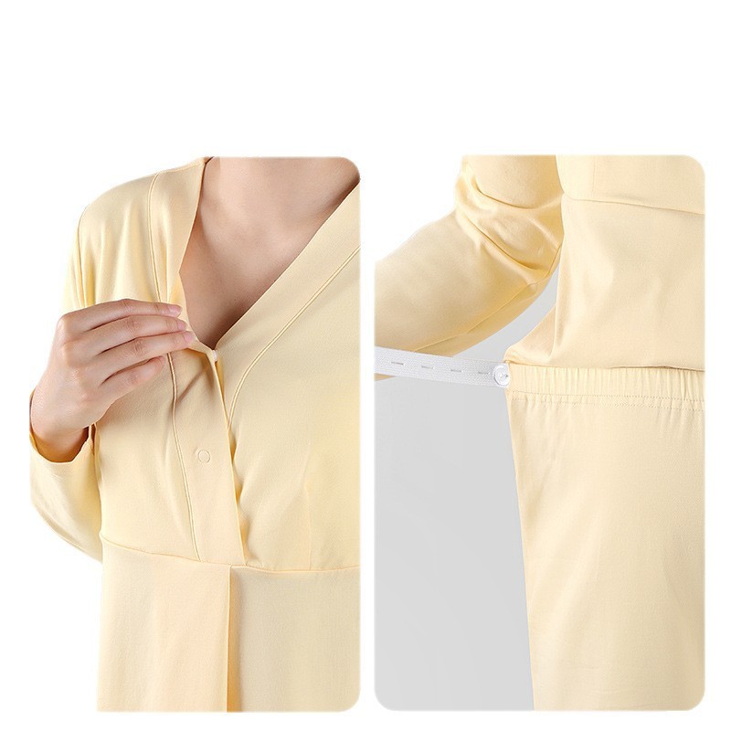 雅特茂月子服妇产后四季透气棉·可拆胸垫哺乳期夏秋冬季喂奶睡衣|undefined