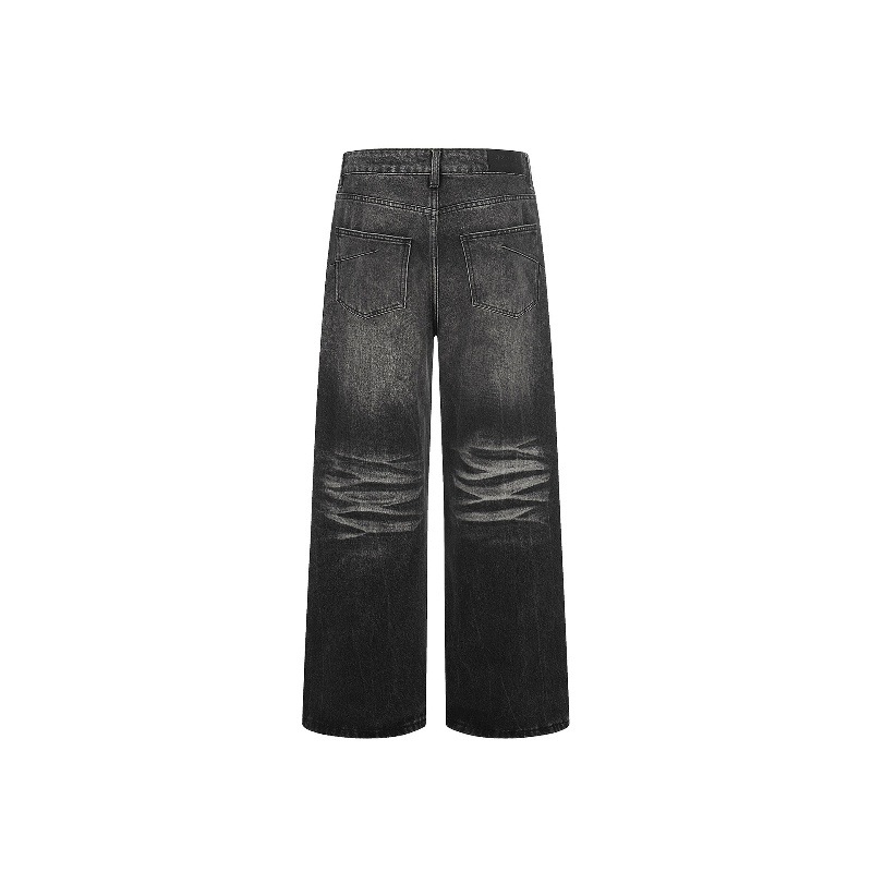 Vintage Heavyweight Distressed Jeans – Relaxed Straight-Leg Denim Pants For Men & Women Mid-Rise Freedom_mkmklike.com
