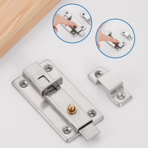 Automatic spring stainless steel latch door and window latch hasp bathroom wooden door thickened anti-theft self-locking door latch