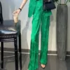 Green [Single -blooming pants]