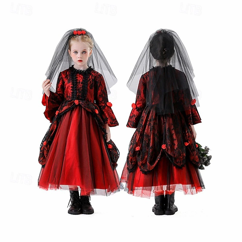 2025 Vampire Masquerade Halloween Girls Children's Carnival Children's Day Simple Carnival Costume