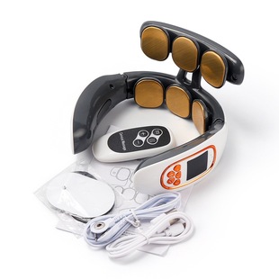 6-Head Cervical Spine Massager Shoulder and Neck Massager Electric Pulse Household Smart Neck Protector Multi-Function Hot Compress