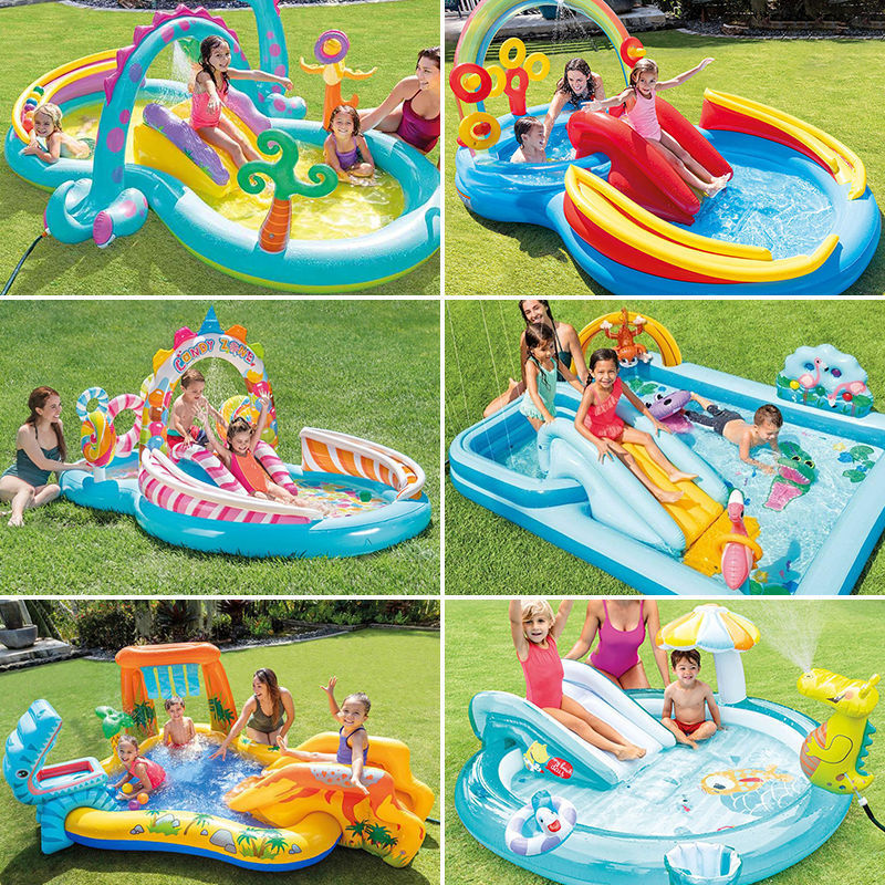 Intex Kidsren's Slide Inflatable Paddling Pool Inflatable Swimming Pool Slide Spray Pool Indoor Ocean Ball Pool