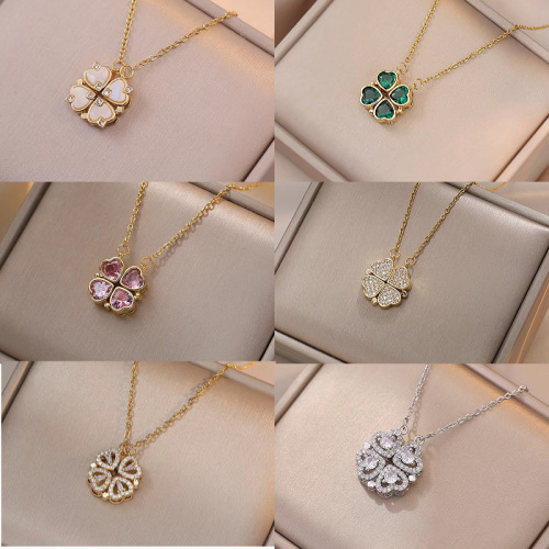 Four-leaf clover necklace for women, multi-wear love deformation, niche design, chic temperament, four-leaf clover fashion jewelry wholesale
