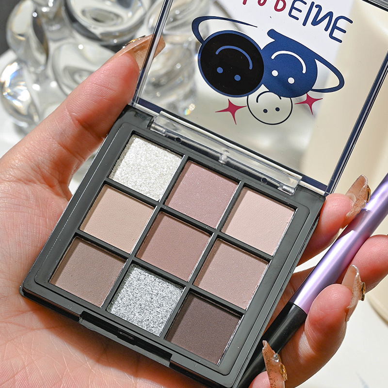 Capel rosa fresco cara sonriente paleta de sombras de ojos de nueve colores perlado mate diamante gris rosa tierra sombra de ojos diaria
