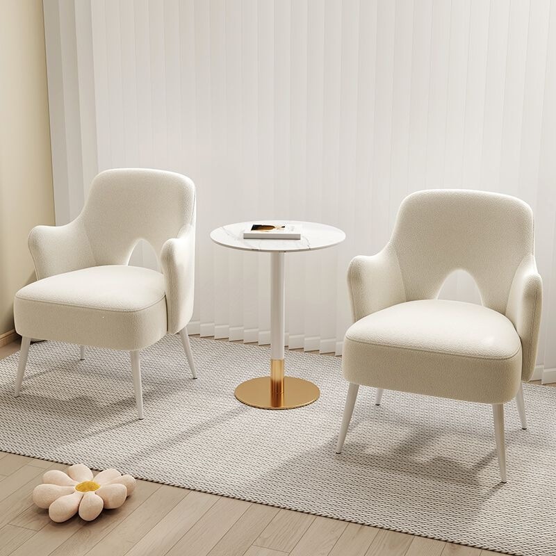 Trendy Cream-Style Balcony Leisure Area Set with Table and Chairs, Lazy Reading Small Coffee Table Three-Piece Set, One Table and Two Chairs Combination