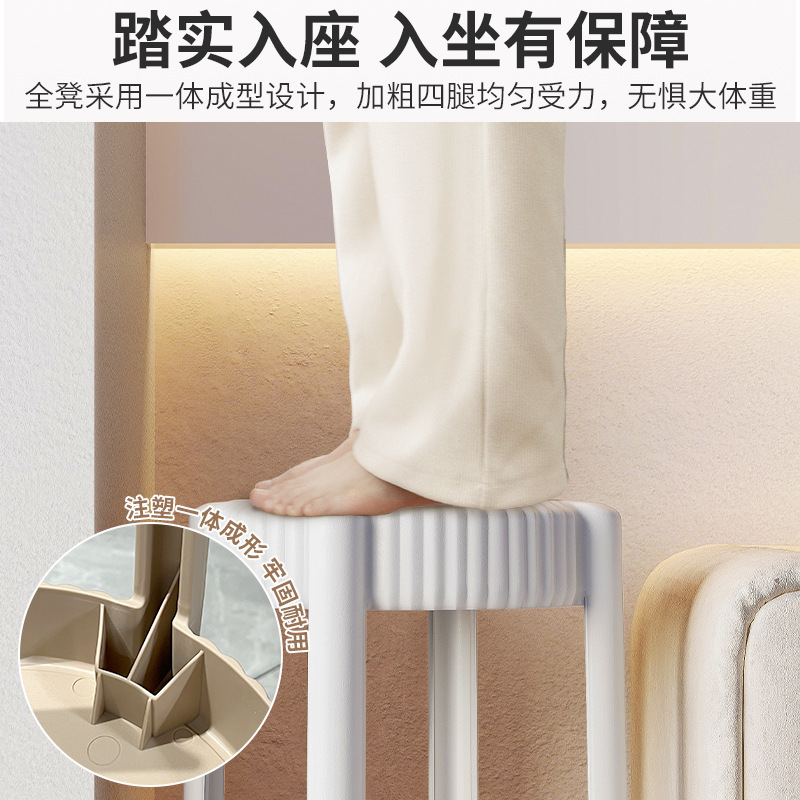 Taburete de plástico, taburete redondo apilable, taburete de comedor simple moderno para el hogar, taburete alto grueso, duradero, silla, taburete de molino de viento