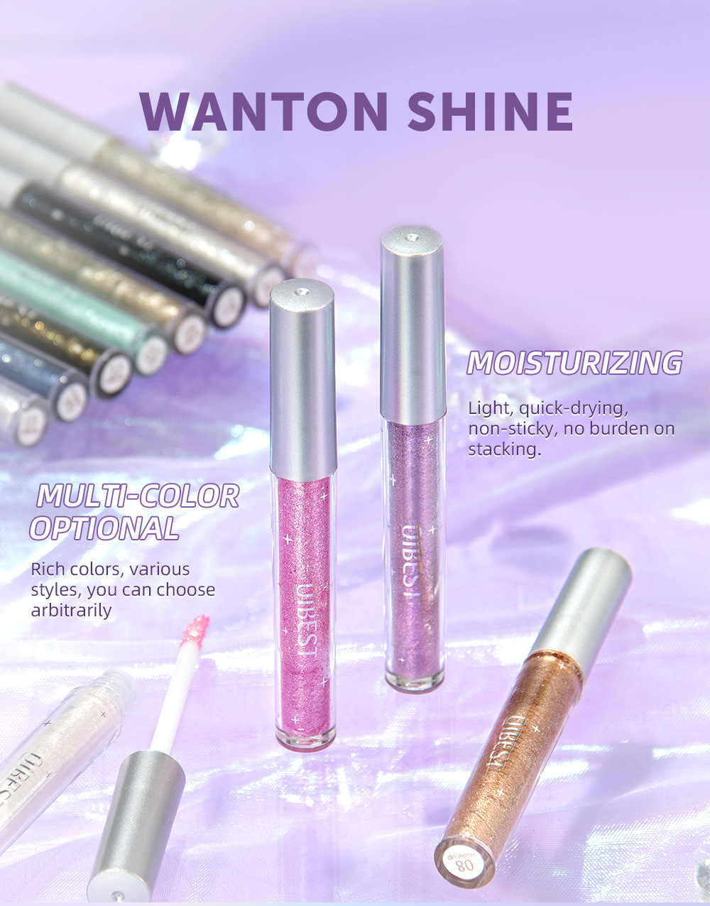 QIBEST Diamond Eyeshadow Liquid Sparkling Pearl High Gloss Super Shiny Matte Finishing Eyeshadow Liquid Set Cross-border Item Picture