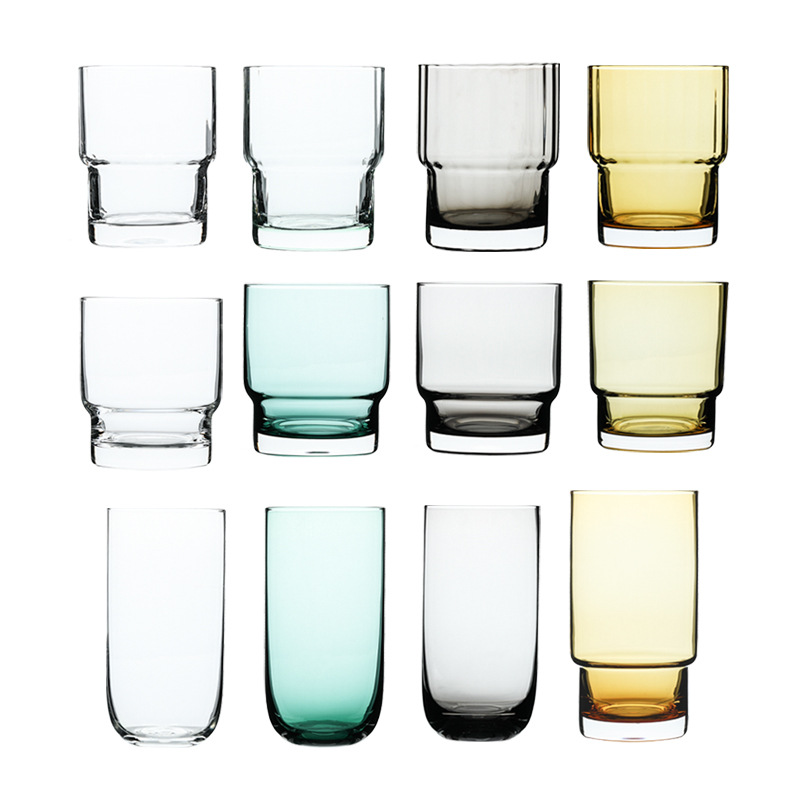 Color primario patrón vertical taza de vidrio de alto aspecto vidrio de whisky KTV vidrio de cerveza vidrio de vino extranjero vidrio de cerveza bebida taza