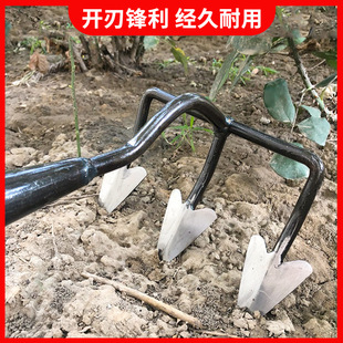Loosening soil turning hoe agricultural all-steel wasteland raking hoe two three four picks household weeding vegetable gardening rake