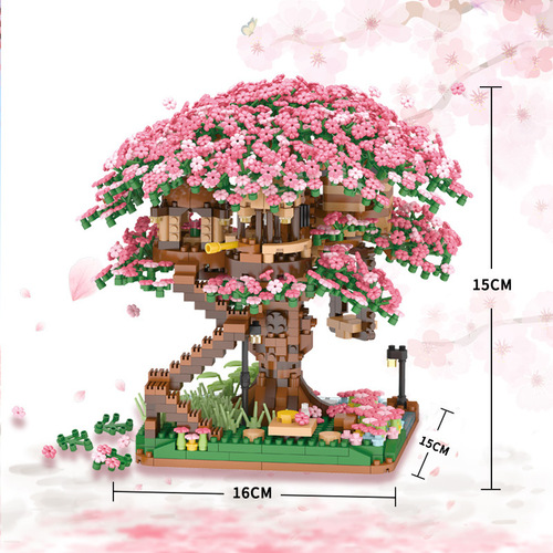 Sakura Tree House 609 Micro Diamond Small Particle Building Blocks Educational Assembling Toy Girls Gift Wholesale Cross-Border Hot Selling