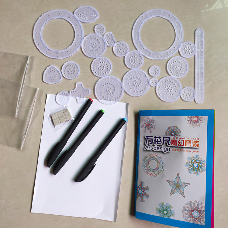 28 piezas de juego mágico caleidoscopio juego infantil puzzle dibujo juguetes de jardín de infantes herramientas de diseño creativo