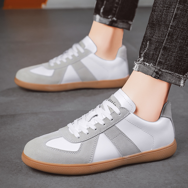 男士复古休闲透气德训运动鞋韩版山字头鞋百搭日常小白鞋潮流板鞋|ru