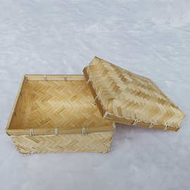 收纳竹筐带盖收纳盒竹编中秋节月饼包装礼盒茶叶框竹盒现货批发