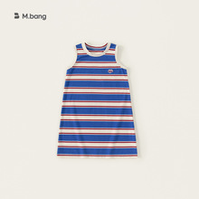 宥宝童装夏款女童薄款背心裙夏季儿童条纹无袖连衣裙中大童夏装