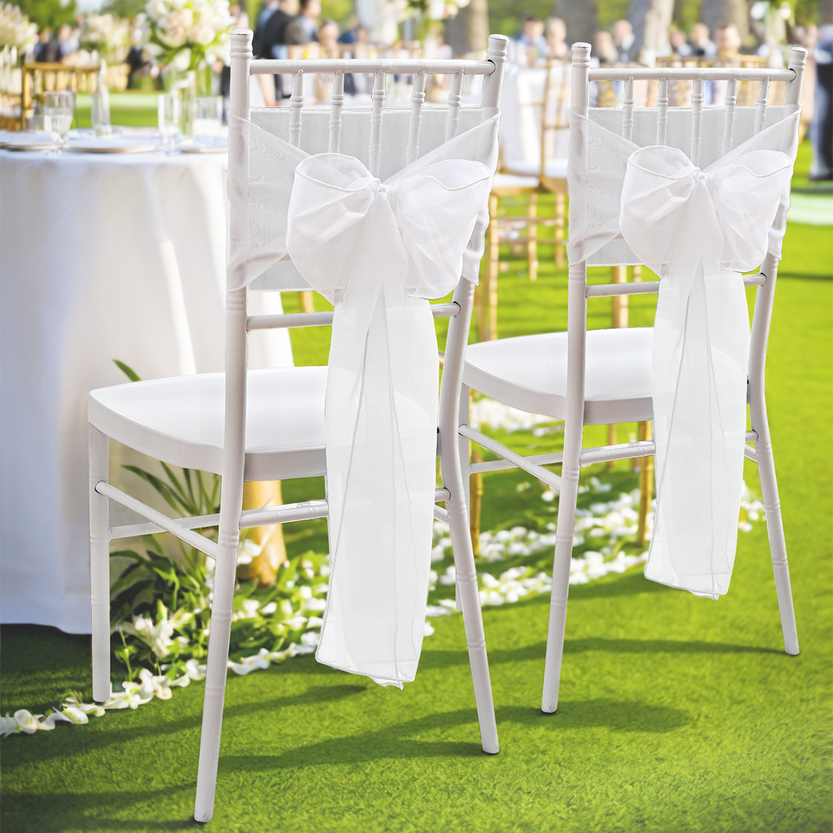 Trailon nuevo estilo transfronterizo respaldo de silla flor arco de boda decoración ramo de fotografía de boda accesorios funda de silla respaldo de silla flor