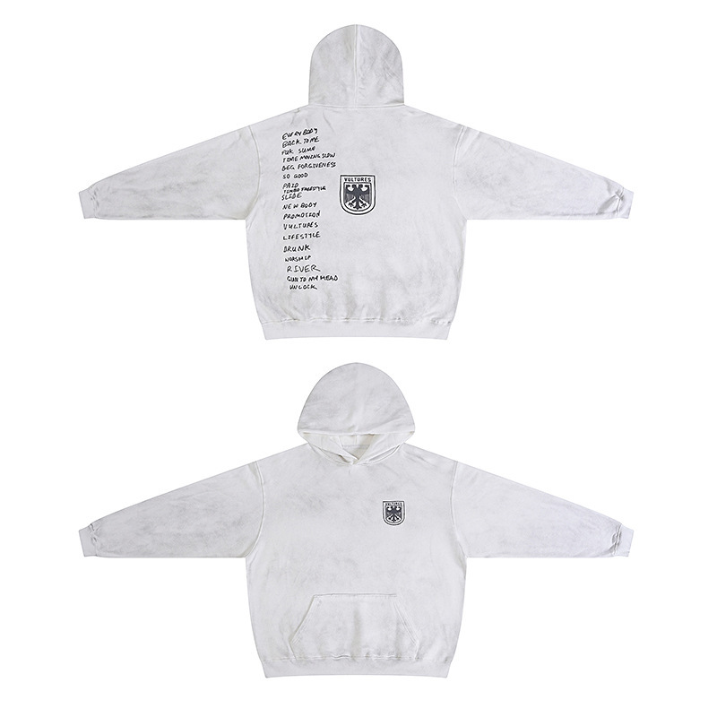 2025 Spring and Autumn New Style Kan@Ye Skull Letter Pattern Round Neck Pullover Hoodie Unisex One Piece