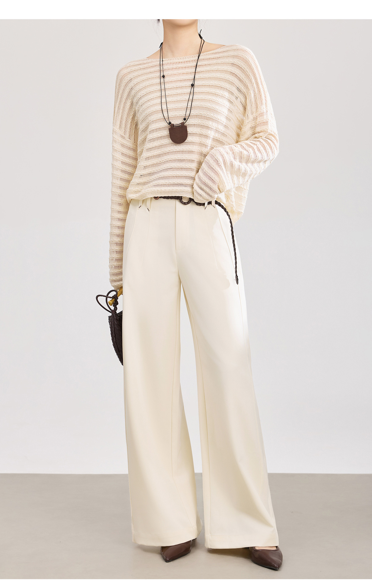 Quần culottes nữ ống rộng dáng suông chất len pha tơ nhân tạo cao cấp — Xanh lông mòng đen chi tiết 16