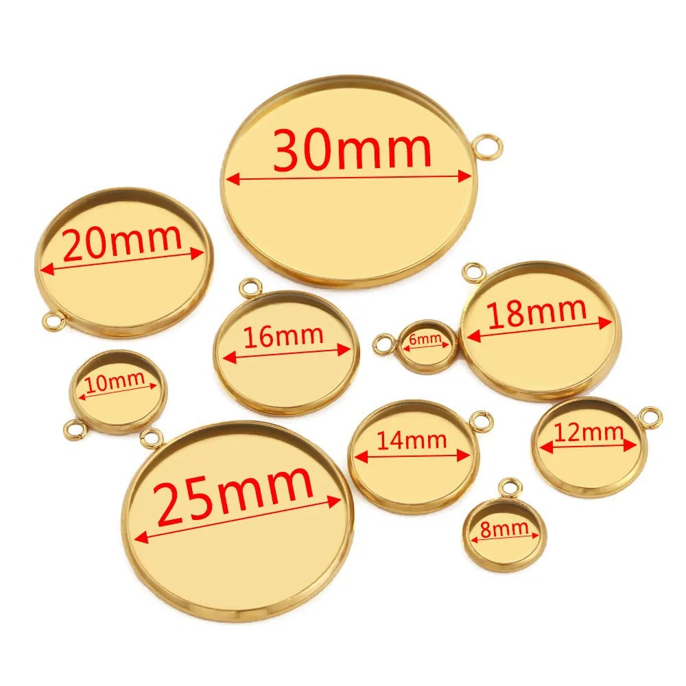 Tiempo Gema base de acero inoxidable base redonda colgante de soldadura solo anillo interior 6-30mm DIY accesorios de la joyería