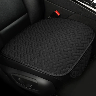 Manufacturer Wholesale Universal Car Seat Cushion Linen Striped Small Three-Piece Backrest Four-Season Tie-Free Anti-Slip Foreign Trade Explosion Single Seat (Seat cushion, seat cover) - black-square-mat